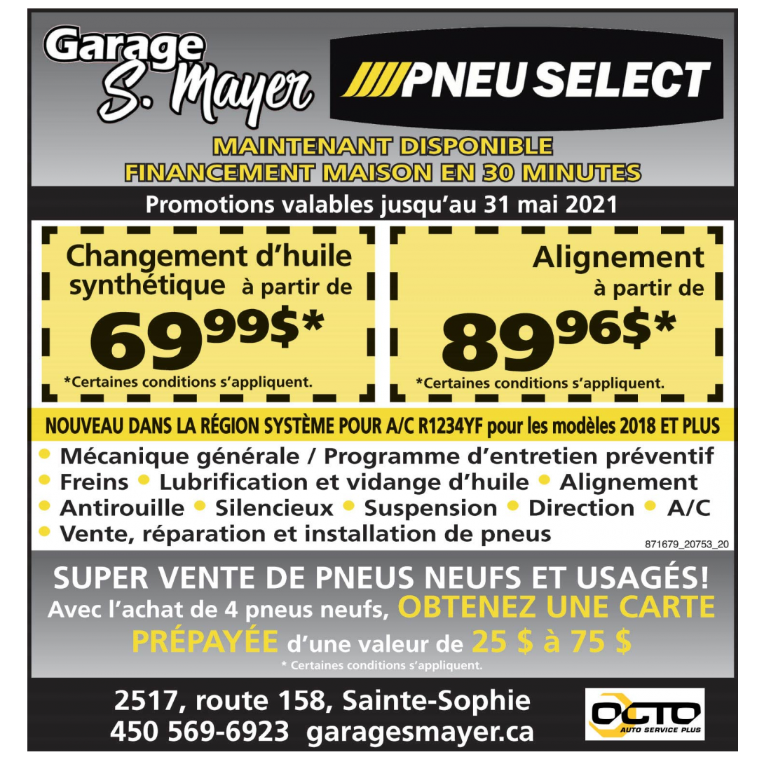 PROMOTION EN VIGUEUR jusqu'au 31 mai 2021